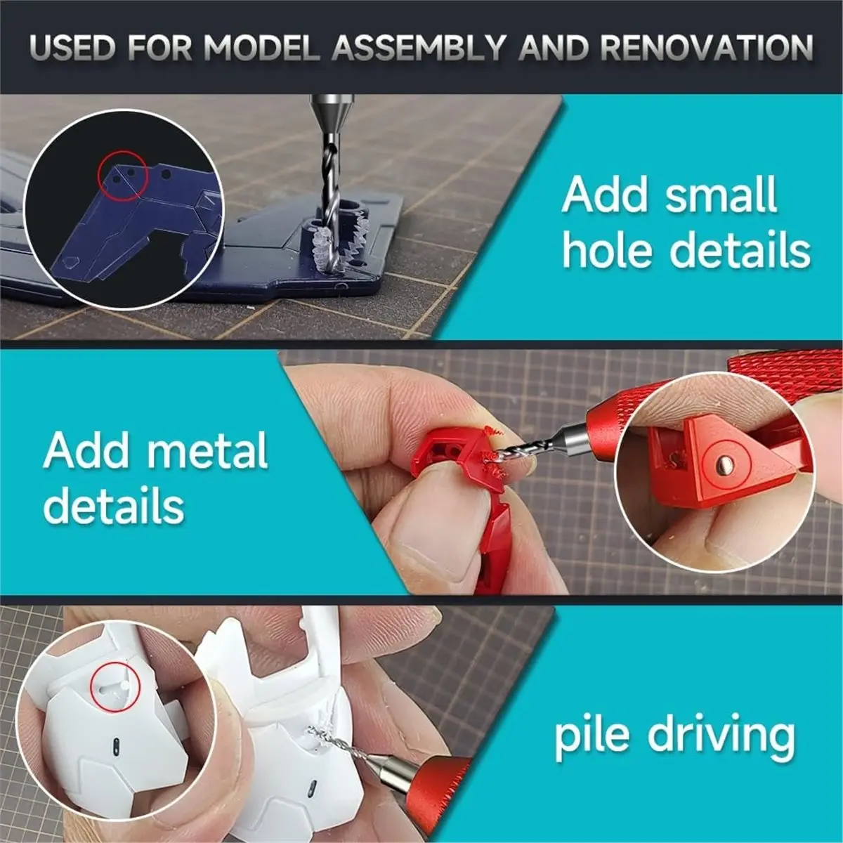 

AA91 Manual Pin Vise Hand Drill Handle, Model Hobby Making Tools, Ultra-Precision Double Bearings Hand Drill(No Drill)