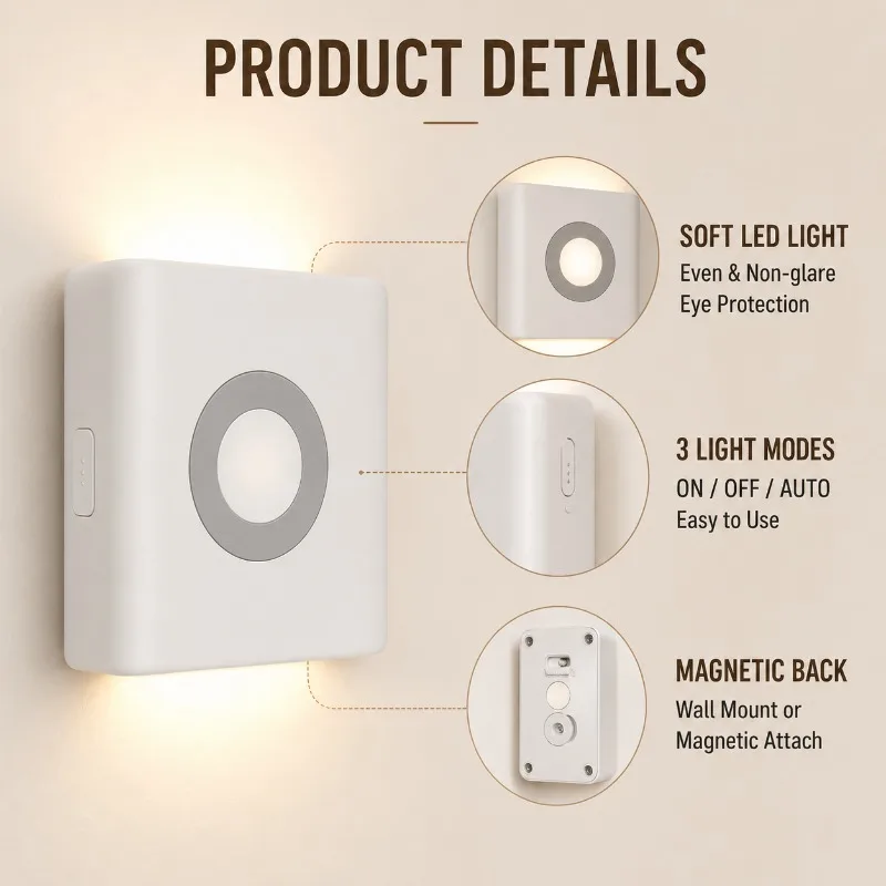 USB Rechargeable Motion Sensor Wall Light Up Down 500mAh LED Magnetic Night Lamp for Bedroom Bedside Cabinet Hallway Wall Lamp