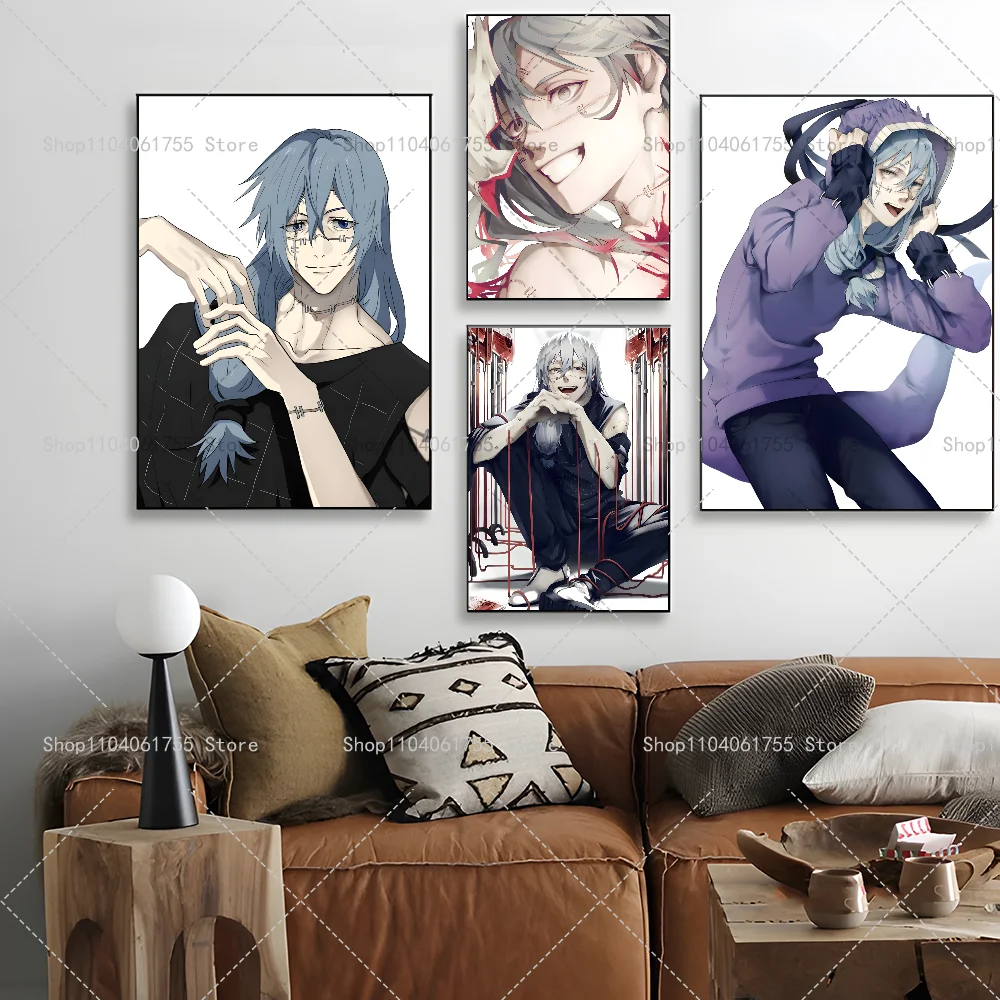 1PC Anime Jujutsu Kaisen Mahito Poster Self-adhesive Art Waterproof Paper Sticker Coffee House Bar Room Wall Decor