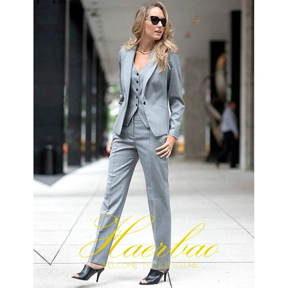 Terno de negócios para mulheres, Slim Fit Formal Workwear, tamanho personalizado Ladies Blazer Pants 3 Piece Set