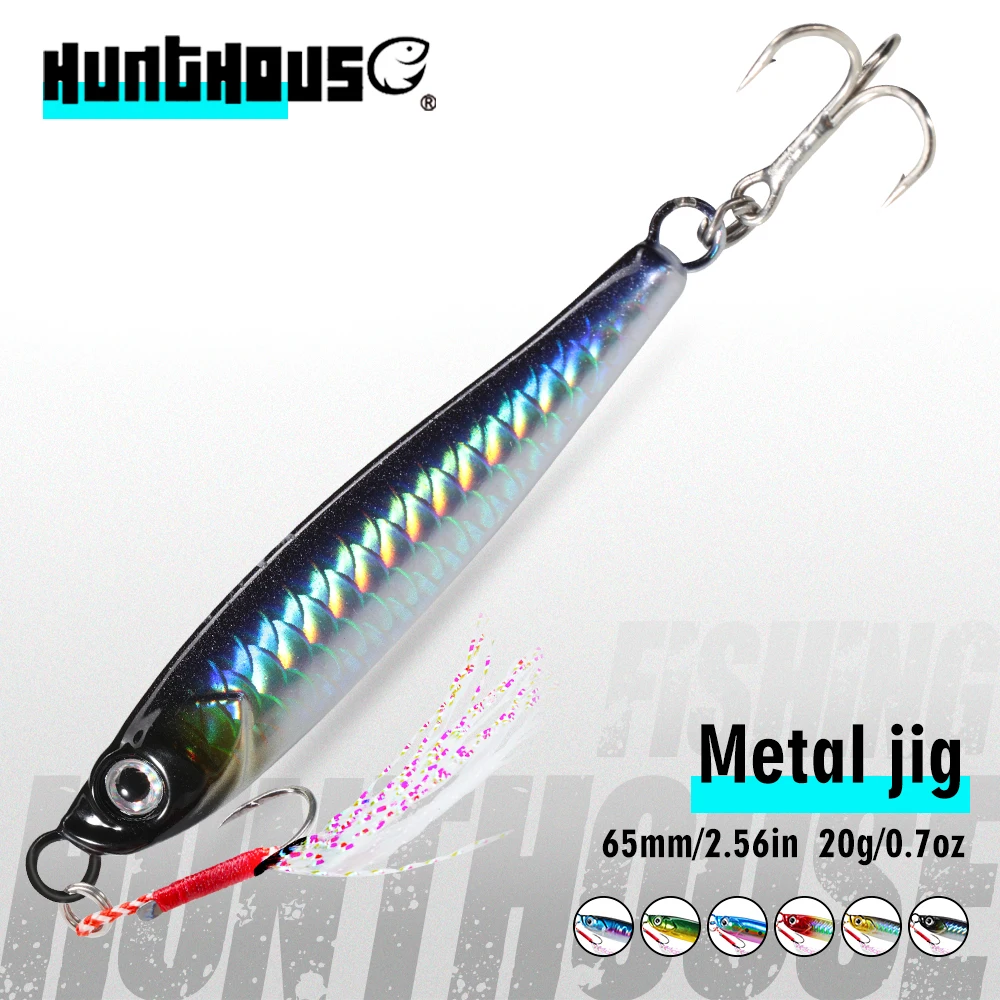 Isca de Pesca Metálica Hunthouse 65mm 20g para Água Salgada, Isca de Arremesso em Costa, Colher de Jigging, Iscas Artificiais para Robalo e Atum LW850