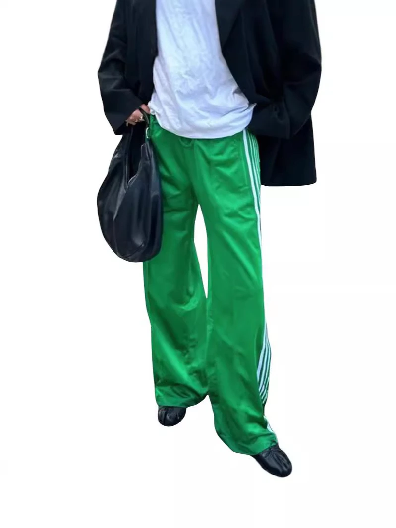 

Спортивные брюки свободного кроя с прямым силуэтом для женщин, в тон, для повседневной носки и прогулок, летний тренд