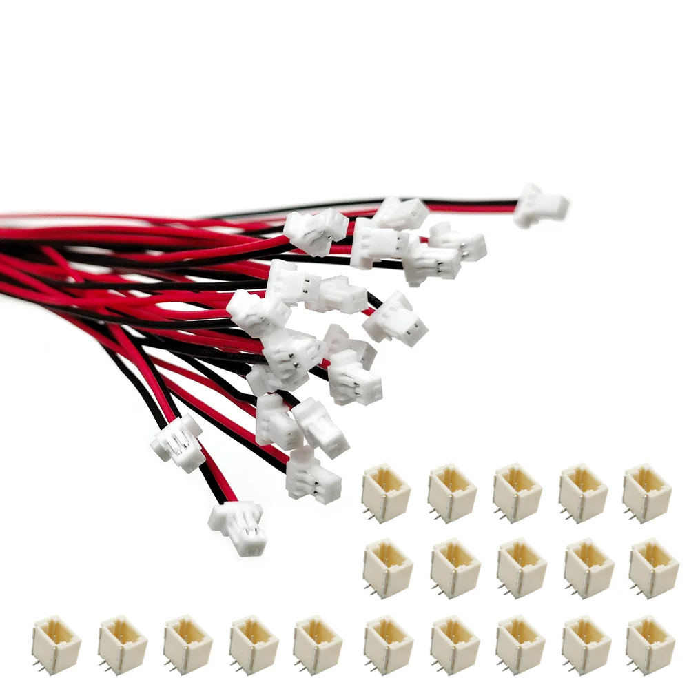 10 sets JST SH 1.0mm 2 Pin Connector with Cable SMD Vertical Male Socket 28AWG 10cm/20cm/30cm