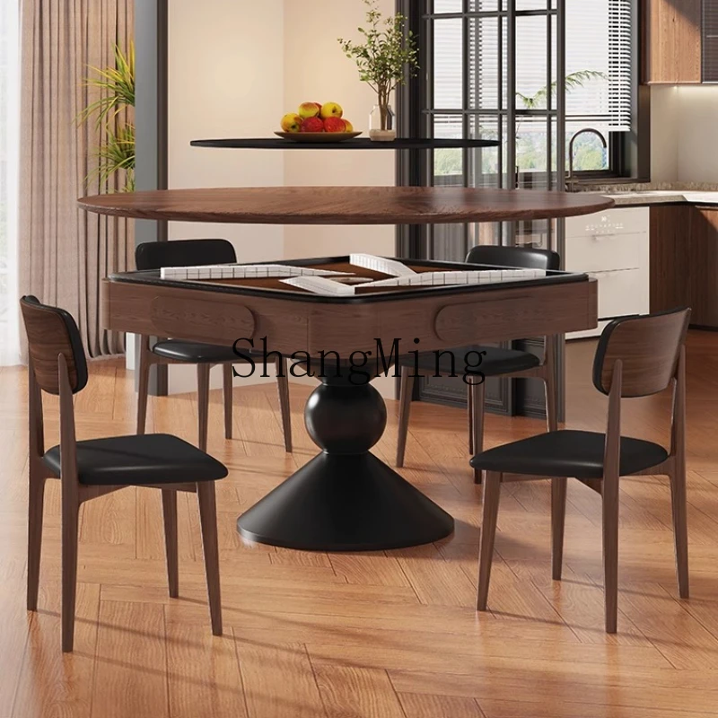 

ZYY medieval style dual-purpose integrated black walnut solid wood automatic mahjong machine dining table