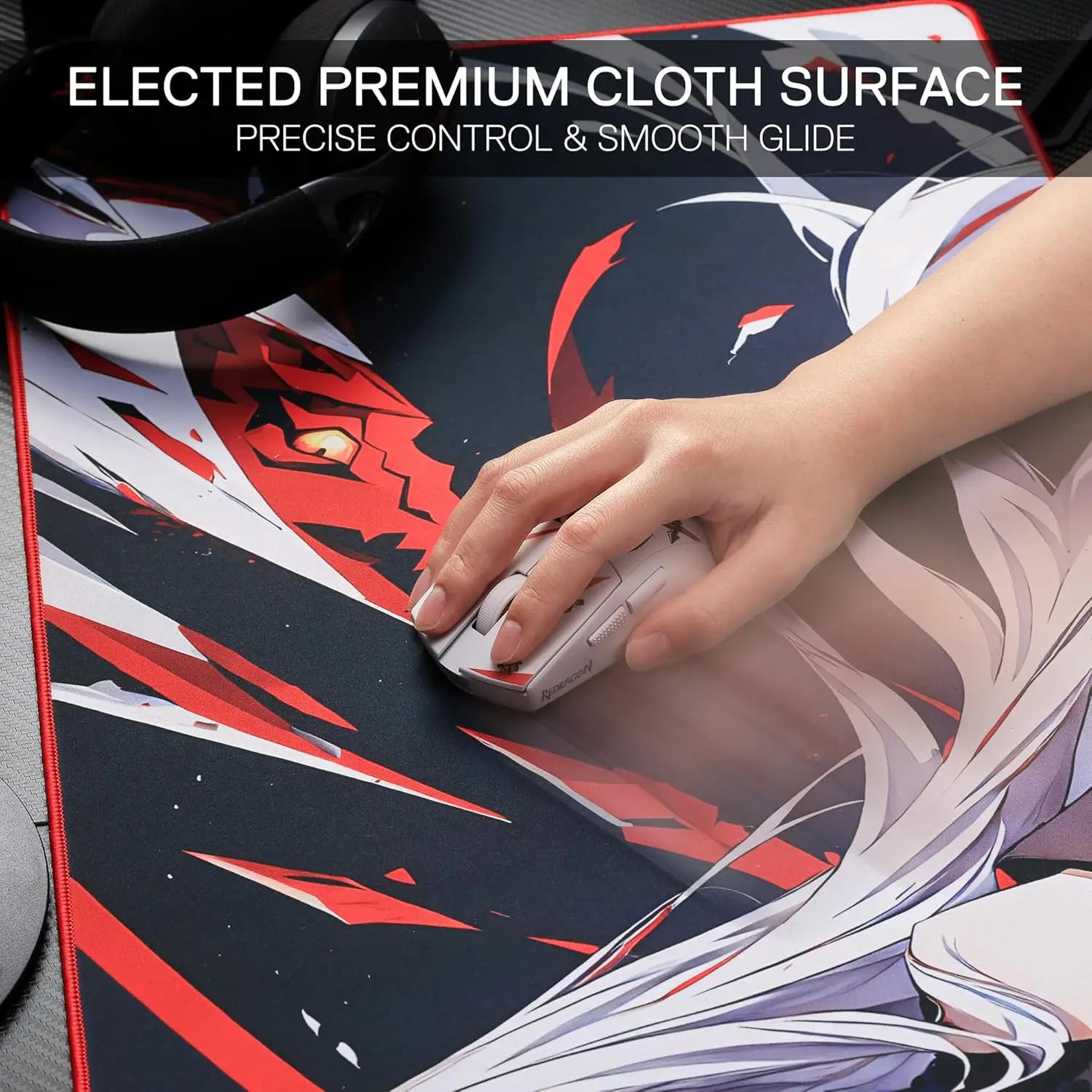 Redragon EISA P047 Anime Gaming Mouse Pad - Smooth Lycra Surface, Anti-Slip Rubber Base, Spill-Resistant, Durable 5mm Thick