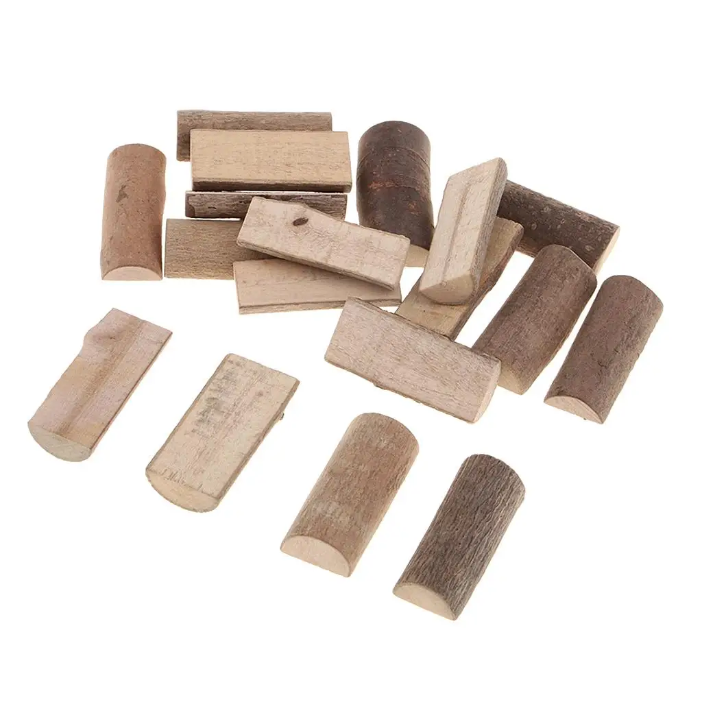 20 Pack 0.6x1.4inch Natural Mini Wood Sticks Half Round Rustic Tree Bark Log