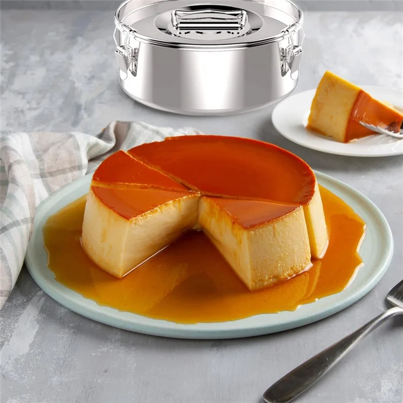 Molde de sartén Flan de acero inoxidable con tapa, fabricante Flan para olla de 6 cuartos