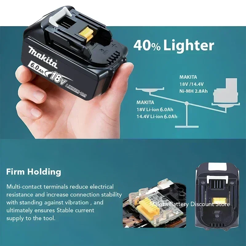 Original Makita 18V Rechargeable Battery 18V 6Ah Lithium Ion Cell With Battery indicator For Makita Power Tools Battery