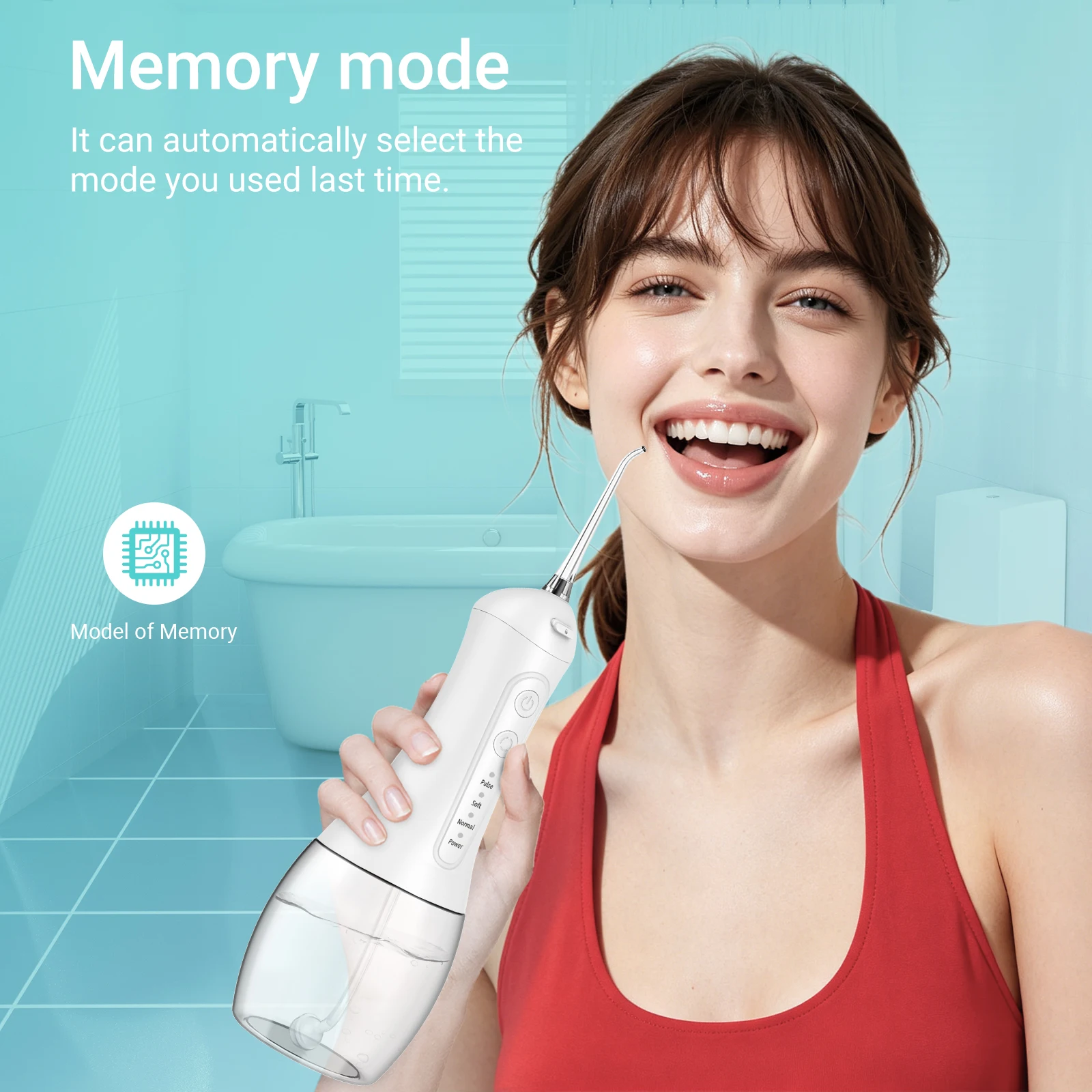 Portable Oral Irrigator Type-C Rechargeable Dental Water Flosser 420ml Detachable Tank 4 Modes 4 Nozzles For Teeth Whitening