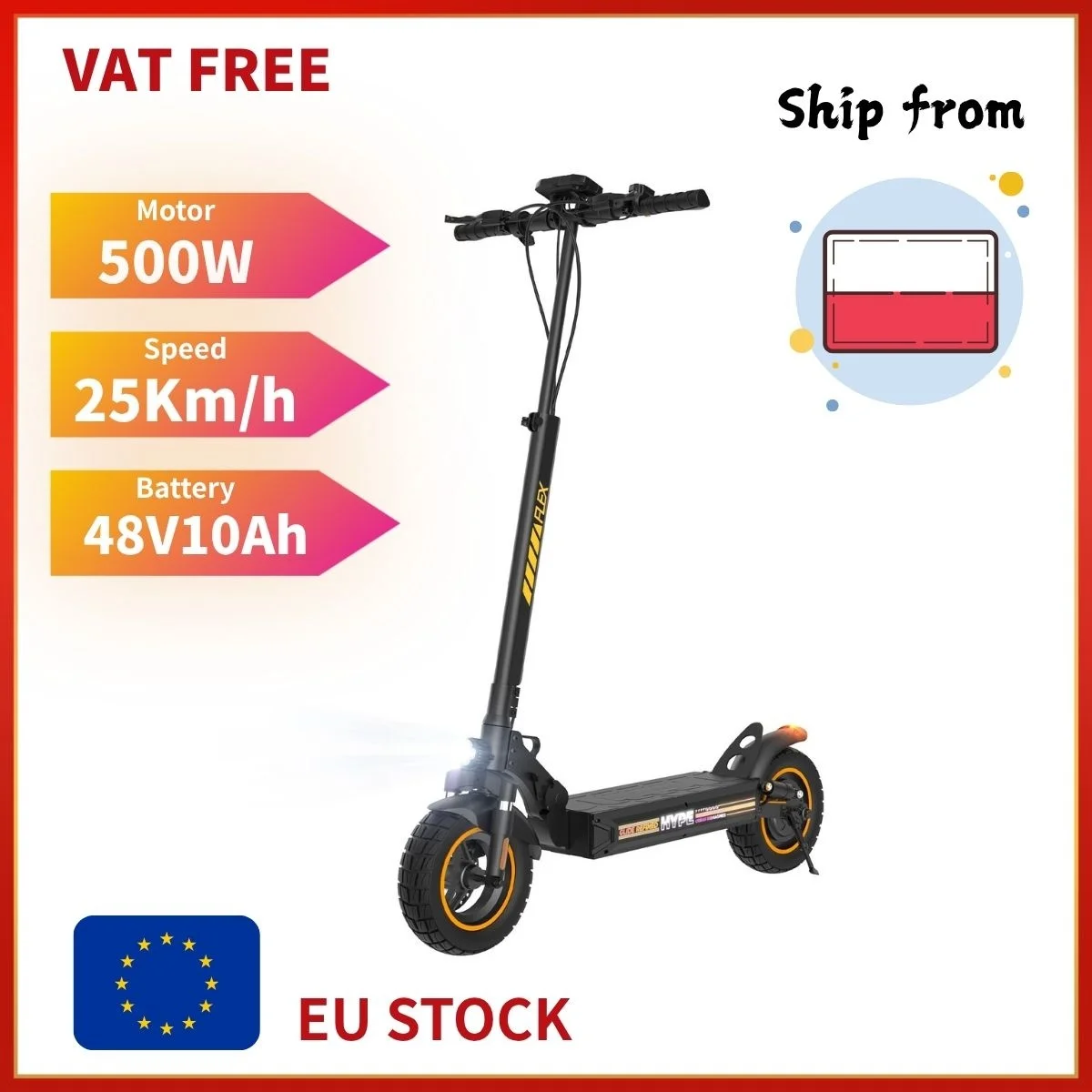 ISCOOTER W9Air Elektroroller 500W Motor 25Km/h Höchstgeschwindigkeit 10 Zoll Reifen Stoßdämpfer Geländetauglich Wasserdicht 48V10Ah Akku