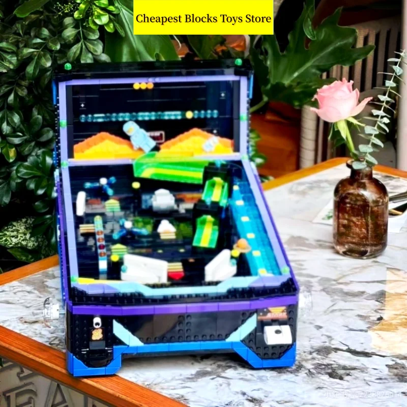 Retro Game Marble Shooting Table 2274pcs Building Blocks 2026 New Gifts for Adults Functional Pinball Machine Display Model Toys