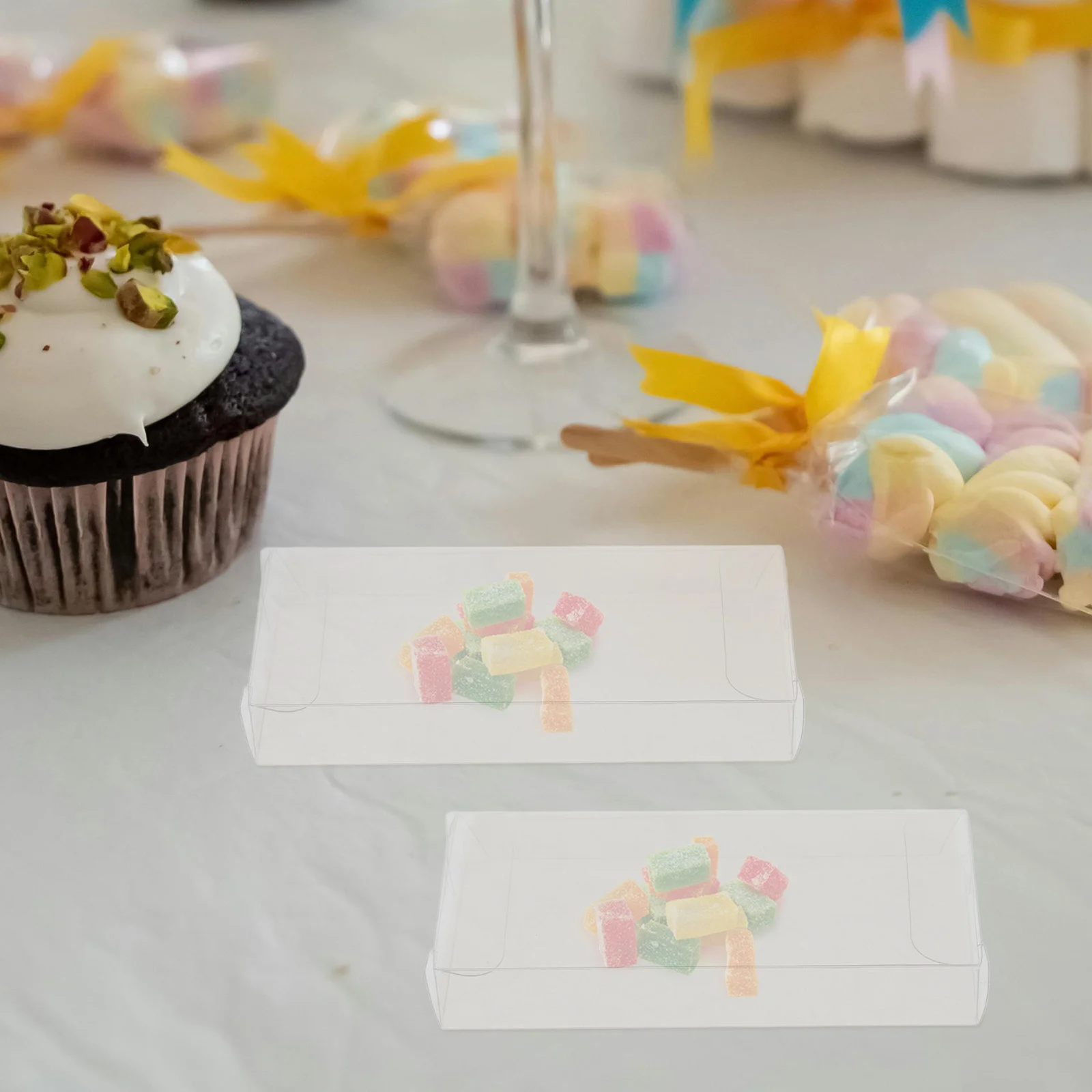 

12Pcs Transparent Pet Clear Favor Boxes Treat Boxes Candy Packaging for Wedding Party Gifts Bulk Party Box Treat Box