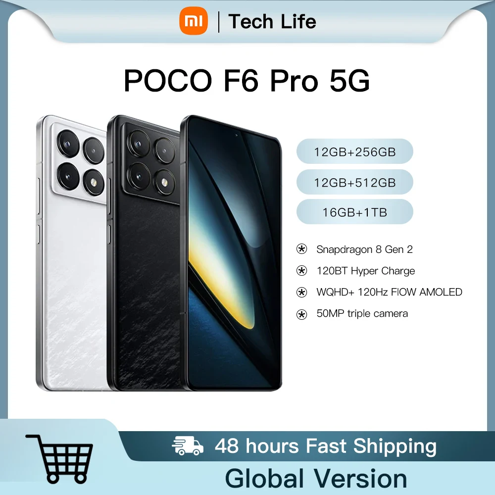 Глобальная версия смартфона POCO F6 Pro 5G Snapdragon ®   8 поколений 2, 6,67 дюйма, 120 Гц, AMOLED-точечный дисплей, 120 Вт, HyperCharge, 5000 мАч, NFC