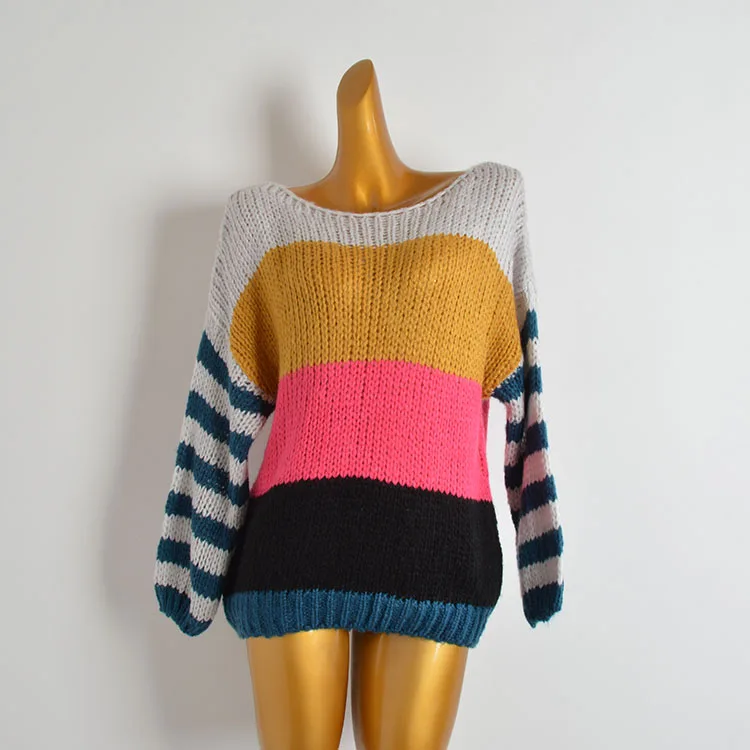 

Women's Loose Long Sve round Ne Knitted Sweater Soft Comfortable Hollow out Design T-irt Sle Upper Bodywear