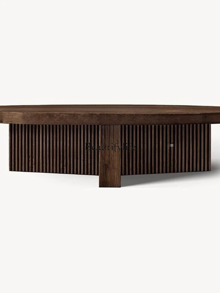 54-*Original single coffee table American country round solid wood neoclassical French coffee table