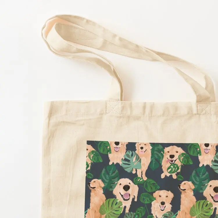 Golden Retrievers Tropical Tote Bag ecological bags Women's shopper shopping bags foldable hand bags