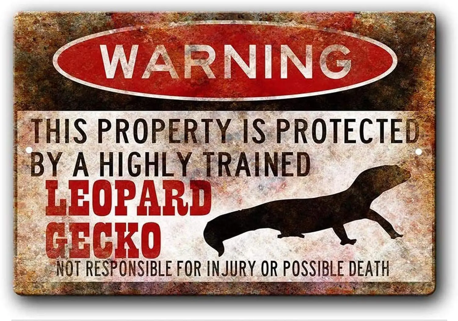 SmartCows Leopard Gecko Sign,Funny Metal Signs,Leopard Gecko Gift,Gecko Accessories,Lizard Warning Sign Aluminum Metal Sign 8 X