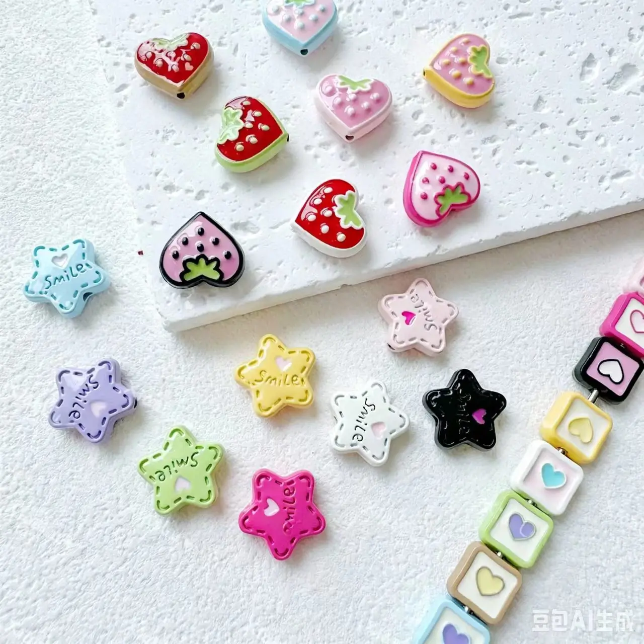 

Lovely Heart Strawberry Star Alloy Beads 50pcs/lot DIY Jewelry Making for Bracelet Necklace Hair Accessories Supplies