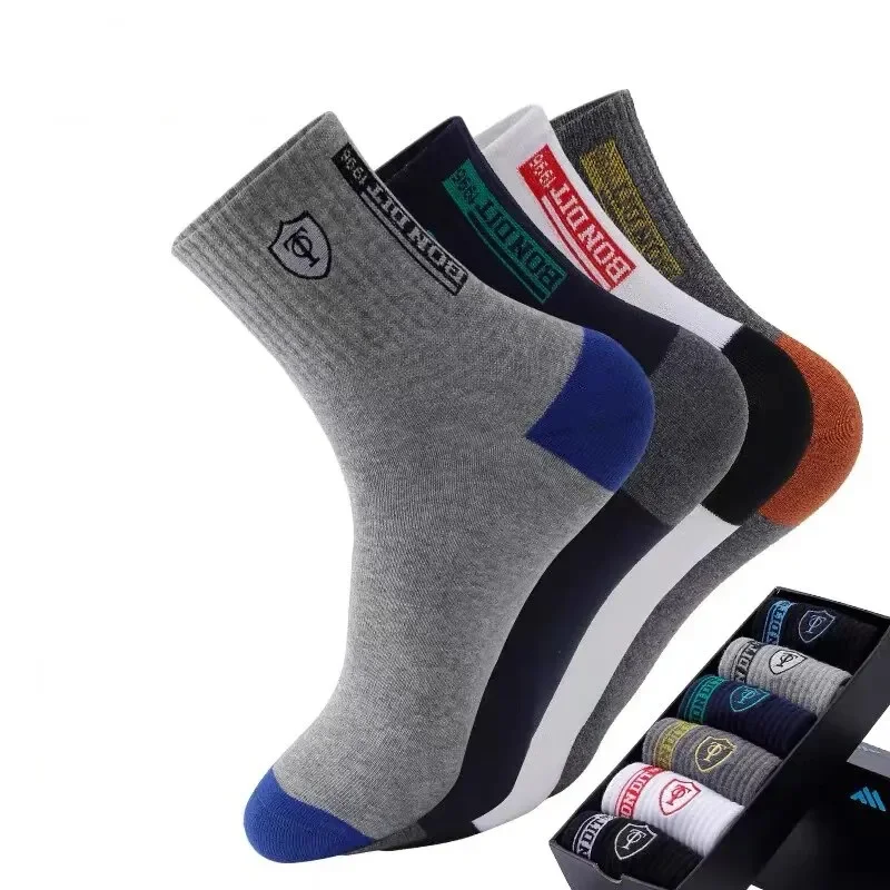 6pairs Men\'s Cotton Sweat Absorbing Embroidered Crest Athletic Socks, Ankle Socks