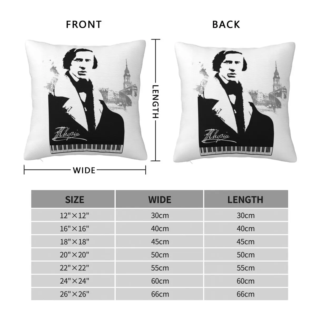 Frederic Chopin Composer Square Pillowcase Polyester Linen Velvet Pattern Decorative Pillow Case Sofa Cushion Cover Wholesale