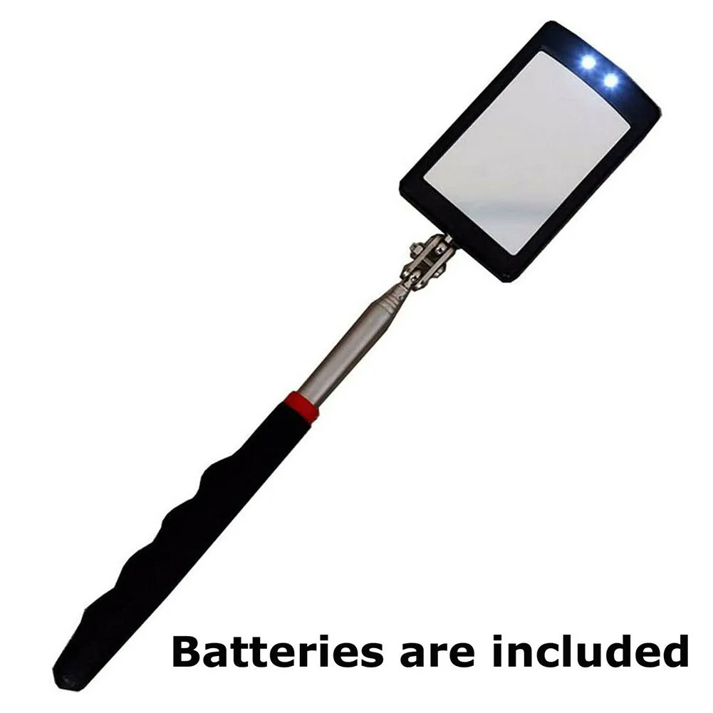 Inspection Mirror LED Lighted Mechanic Telescoping Illuminate Swivel Extendable Inspection Mirror  Button Cell Batteries