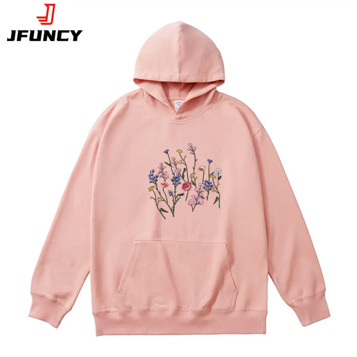 

Women's Hoodies Oversized Colorful Flowers Graphic Printed Sweatshirt Female Classic Hooded Pullover Autumn Thick Sportswear