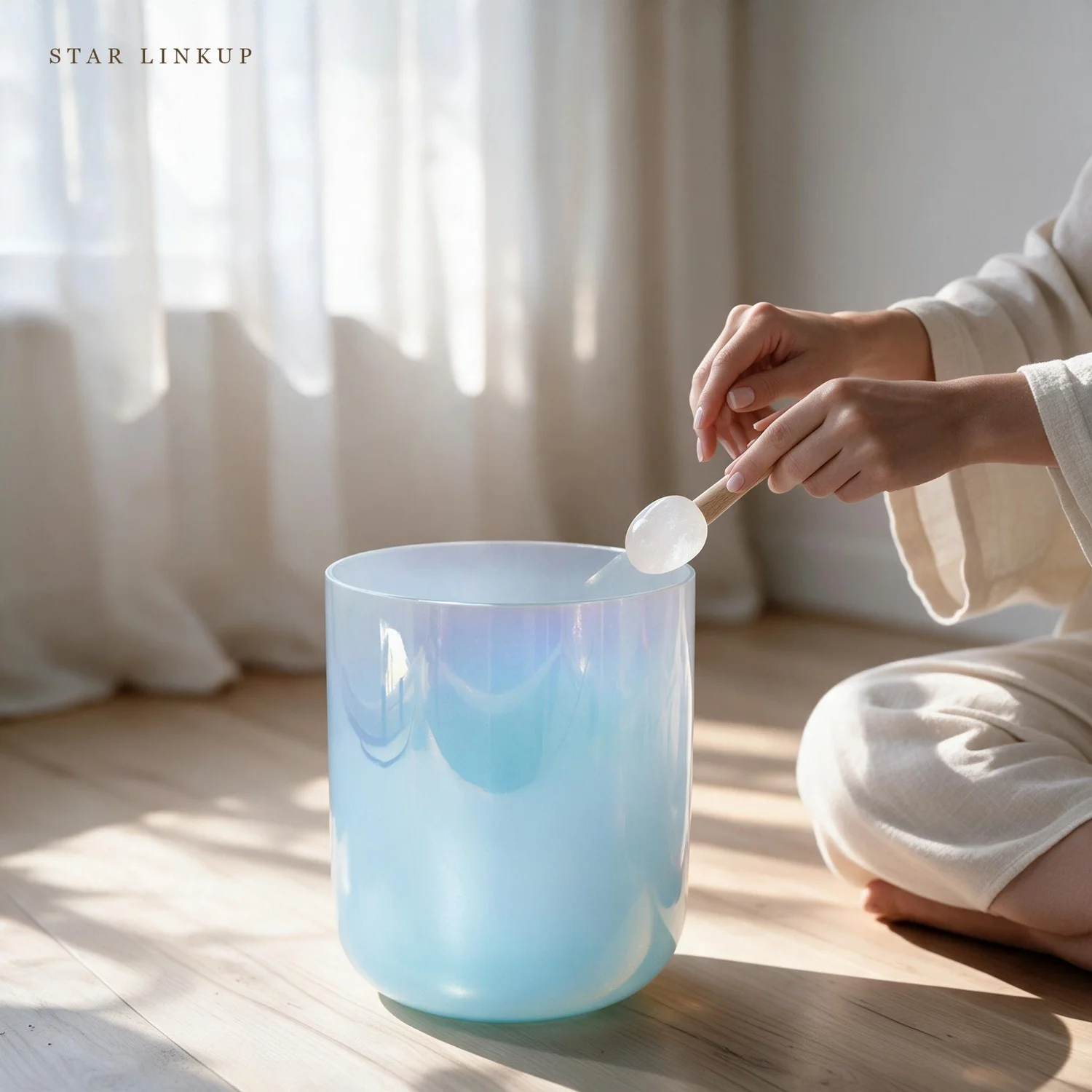 STAR LINKUP Large Size 5-8.5 Inch Five Element Pearl Colored Alchemy Crystal Bowl Set Meditation Crystal Singing Bowl Sets Chakra. Handcrafted crystal instrument with a warm, sustained tone for daily mindfulness and deep relaxation.