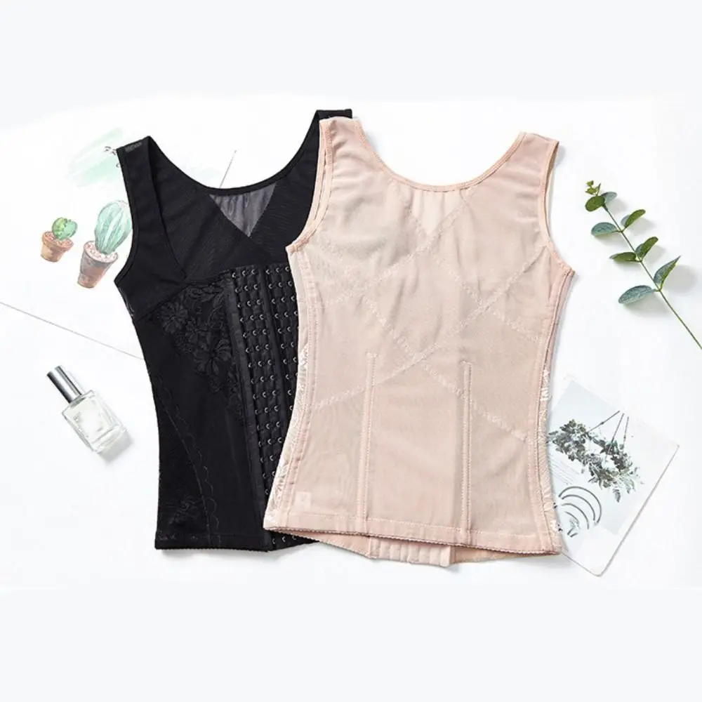 

Tummy Control Slimming Body Shaper Push Up Vest Lace Trimmer Camisole Front Buckle Plus Size Thin Compression Shapewear Workout
