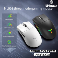 Thunderobot Ml903 Wireless Thri Mode Lightweight Mouse 26000dpi 4K Gaming Mouse PAW3395 Magnetic Charging Base Office Mouse