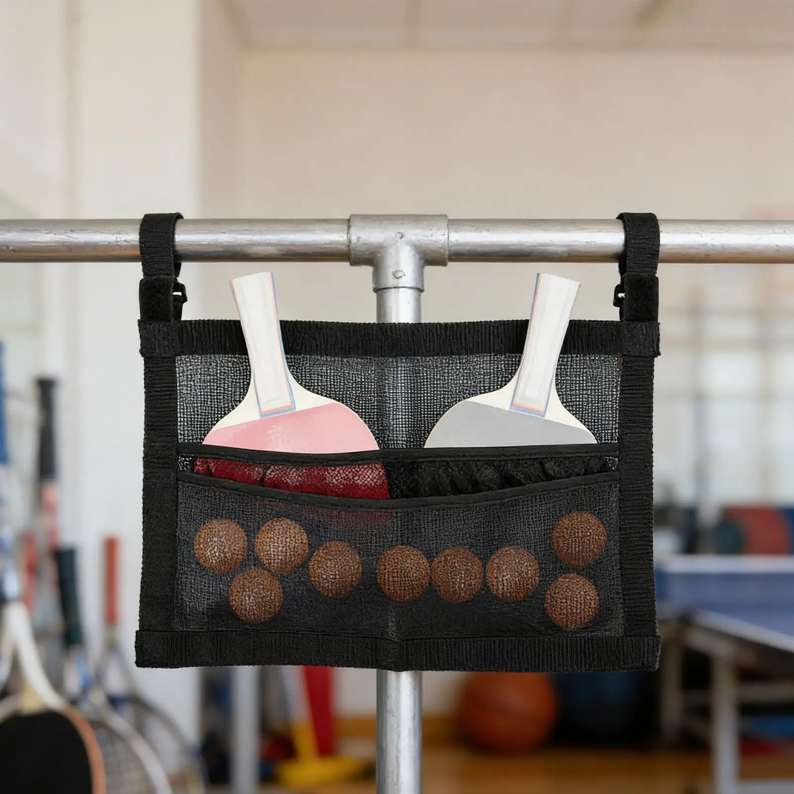 Soporte de malla para pelotas de ping-pong, organizador de pelotas de tenis de mesa de gran capacidad, almacenamiento de pared o debajo de la Mesa para práctica de entrenamiento