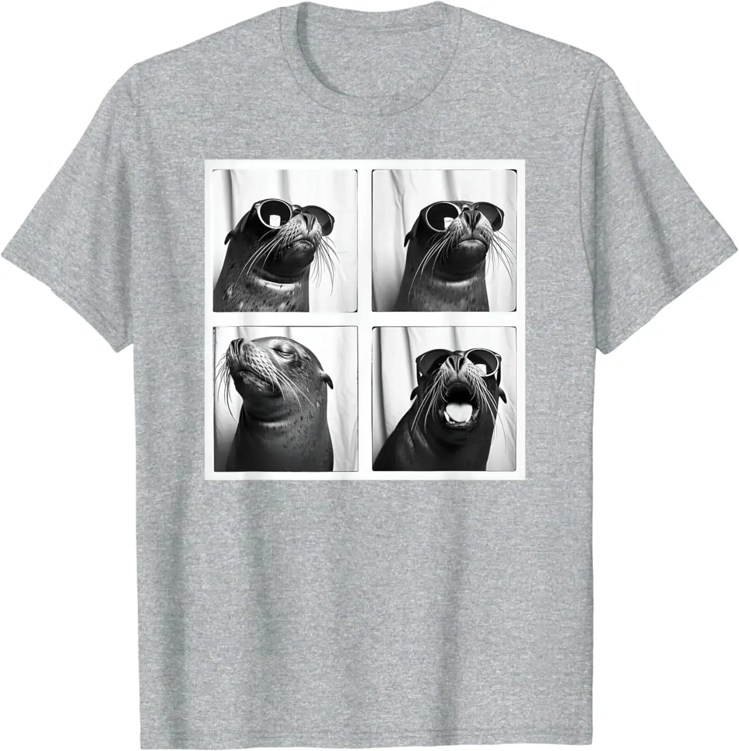 Funny Animals Seal with Sunglasses Cool Sea Lion Ocean Animal Photobooth T-Shirt for Men Women Cotton Oversized T Shirt