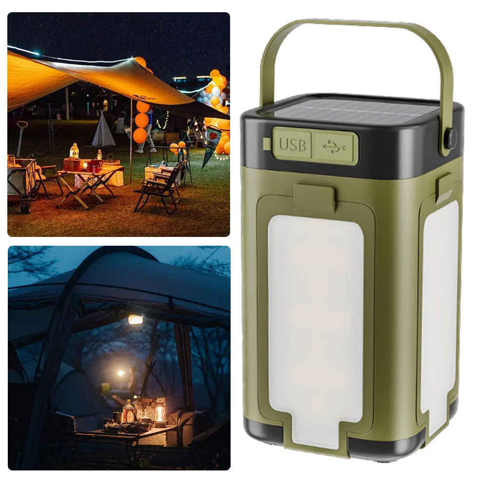 

Foldable Camping Light Power Bank Rechargeable Lantern Waterproof Solar Camping Lantern Portable Flashlight for Camping Hiking