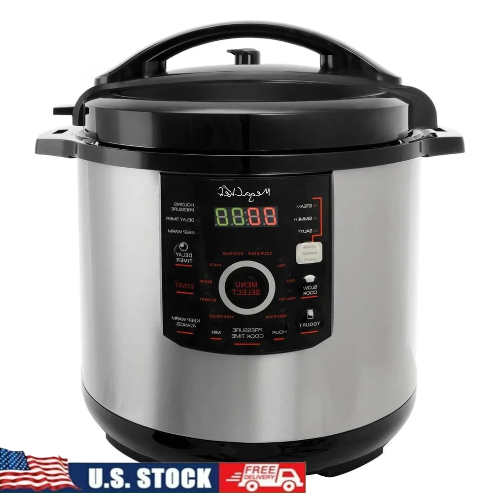 Olla a presión digital Olla antiadherente de 12 cuartos 15 opciones preestablecidas Cocina rápida Preparación de comidas saludables Tapa de vidrio 1000 vatios