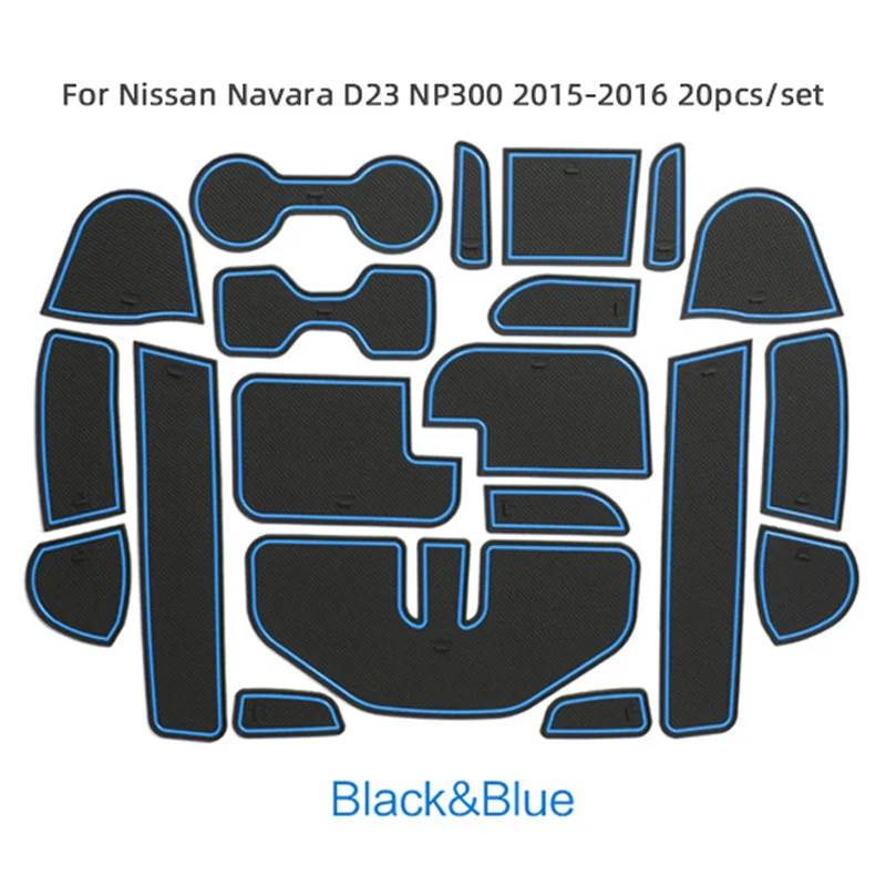 Car Door Groove Mat For Nissan Navara D23 NP300 2015-2016  Anti-slip Cup Pad Rubber Rugs Interior Accessories