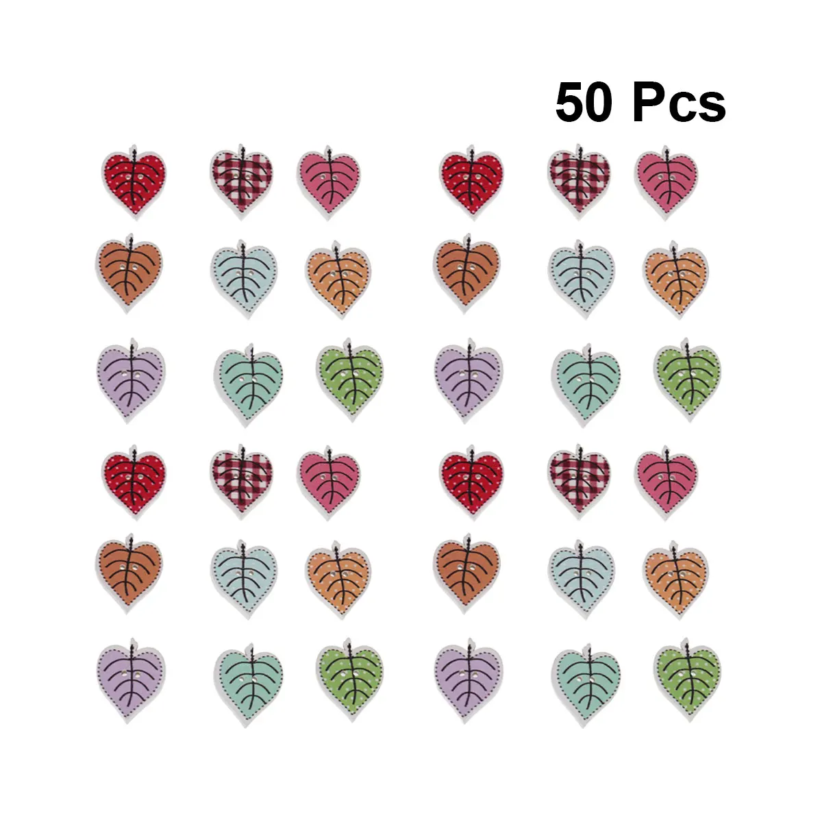 

50pcs Leaves Wooden Buttons Hand-Painted Colorful Diy Sewing Crafts For Knitting Scrapbook Hats Shoes Decor Two Holes Buttons