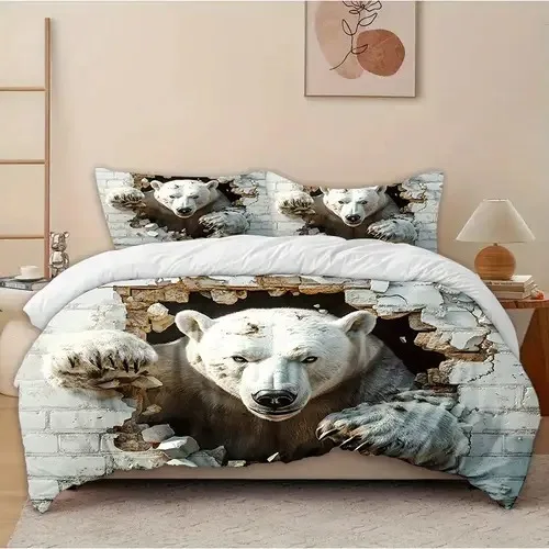 

Polar Bear Duvet Cover Duvet Cover with Polar Bear Pattern Suitable for Children Boys Girls and Adults Comfortable Breathable
