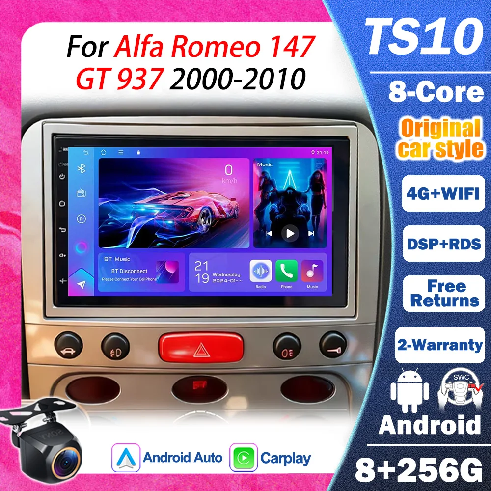 7' Android 16 For Alfa Romeo 147 Gt 937 2000-2010 Car Radio Multimedia Video Player GPS Navigation Vertical Screen Tesla Style