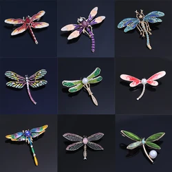 Crystal Vintage Dragonfly Brooches for Women Girls Dress Coat Accessories Cute Fashion Wedding Jewelry Gifts Large Insect Brooch