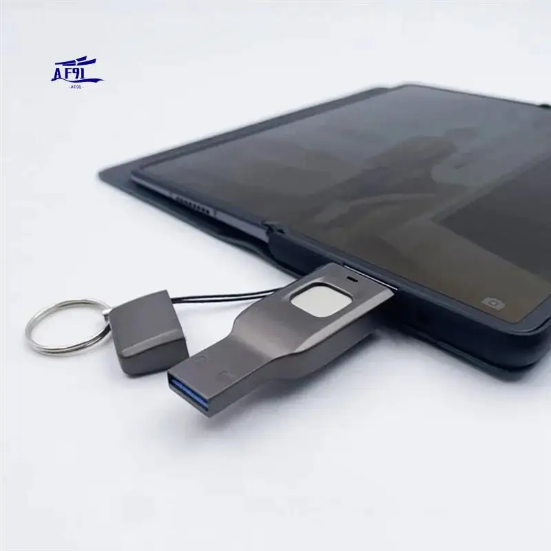 

AF91-Fingerprint Flash Drive Metal OTG Pendrive USB3.0 Type C For Laptop Phone Lock Thumbdrive Jump USB Disk