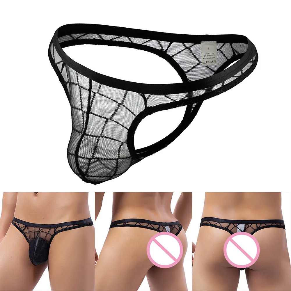 G-سلاسل الرجال شاش شفاف سيور الذكور تنفس السروال مثلي الجنس انظر من خلال الملابس الداخلية المثيرة الملابس الداخلية T-الظهر ملخصات سراويل