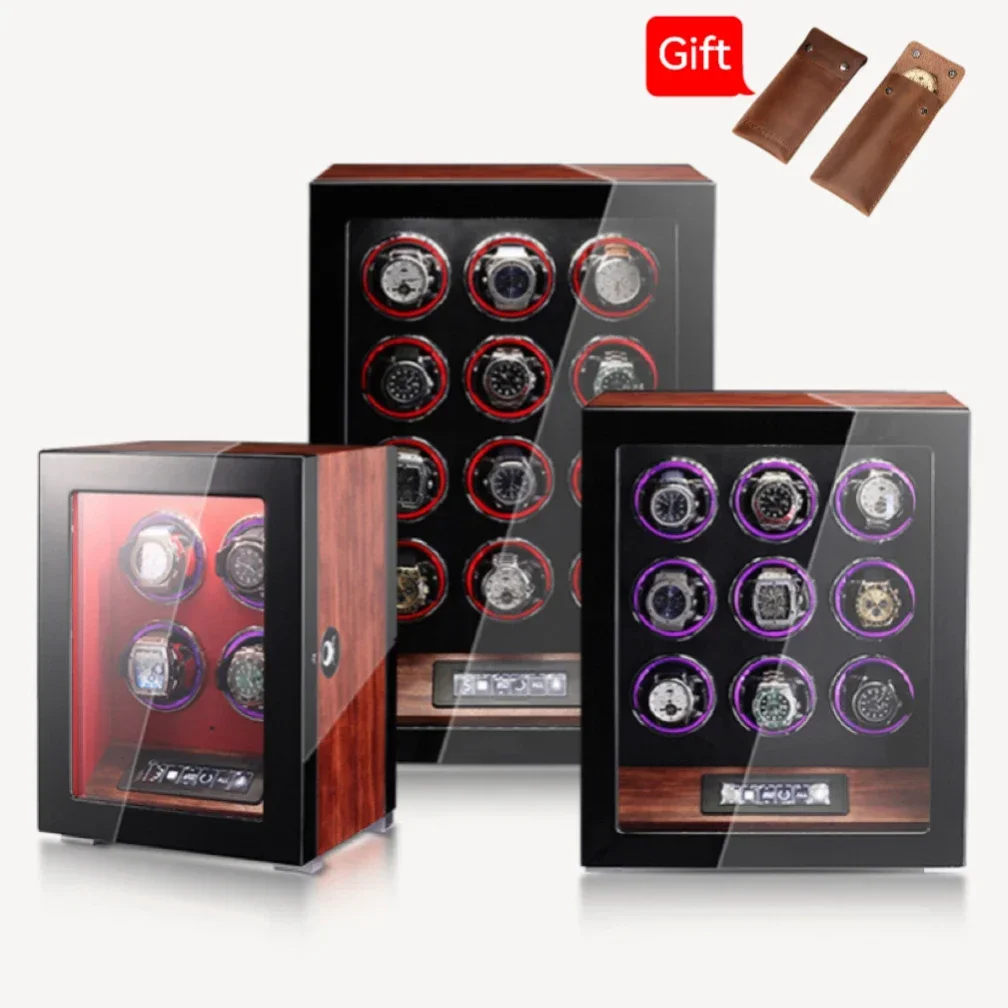 Automatic watch winder luxury brand fingerprint unlocking colorful atmosphere lighting backlight watch storage box safe