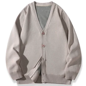 2026 New Men's Casual Long Sleeved Velvet Sweater Cardigan Knitted Jacket Top Autumn and Winter Fashionable Versatile Jacket