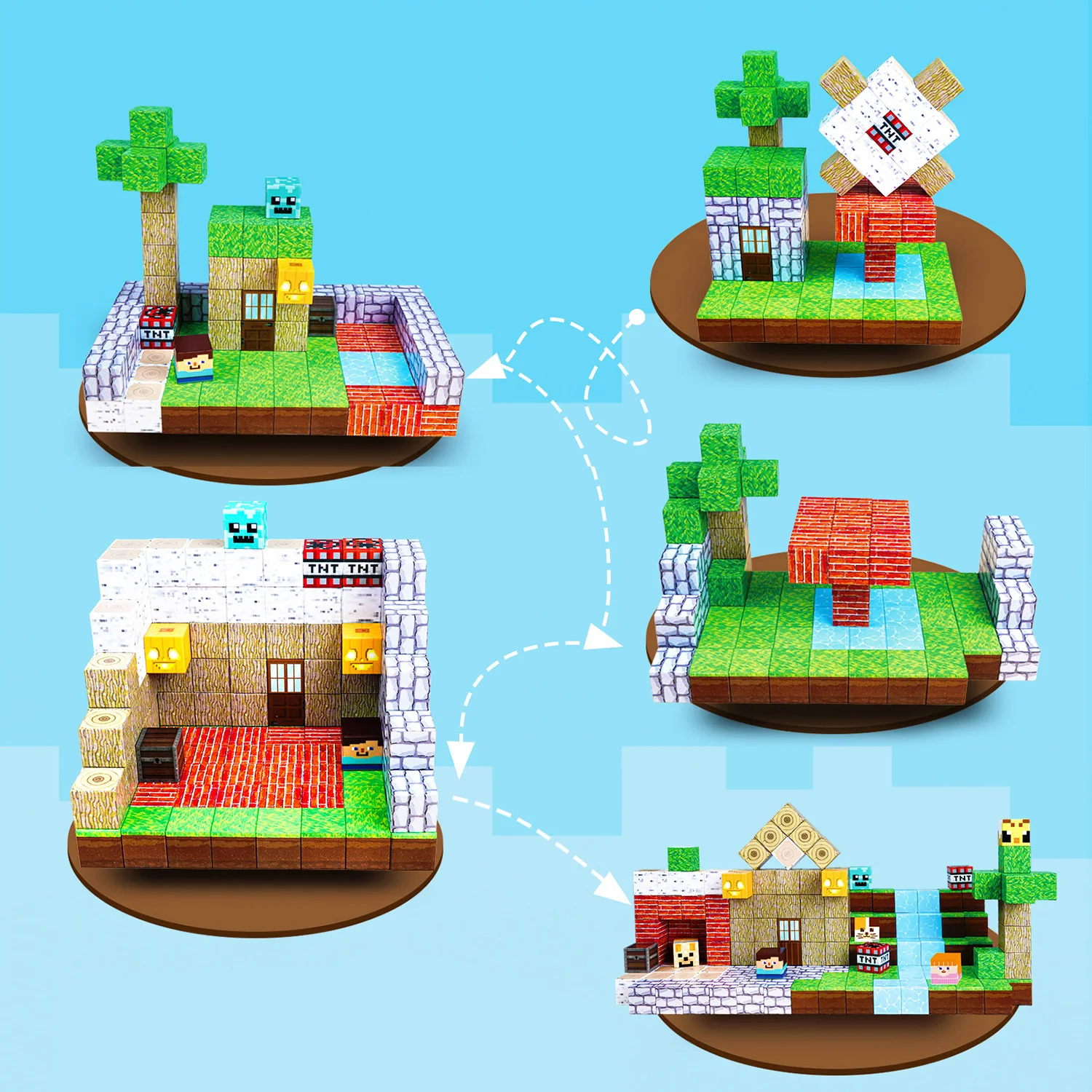 150 Stück Upgrades Magnetische Gebäude Welt Blöcke Spielzeug Build World Set für Jungen Mädchen STEM Montessori Sinneswürfel für Kleinkinder