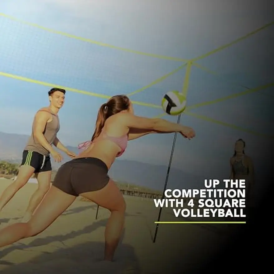 4 Square Volleyball Badminton Pickleball Combo Set with Accessories - Multiple Styles