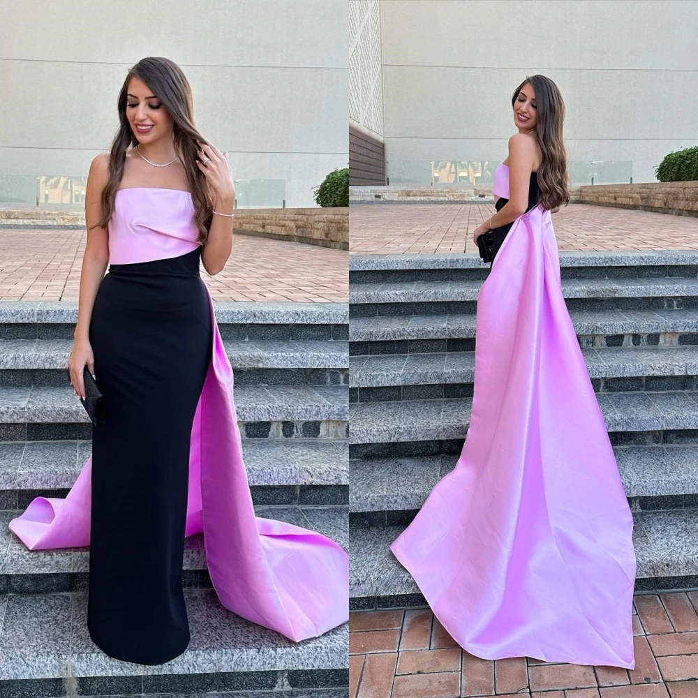 

Customized Simple Strapless Sheath Sweep/Brush Prom Dresses Hugging S Formal Occasion Gown vestidos para mujer elegantes y bonit