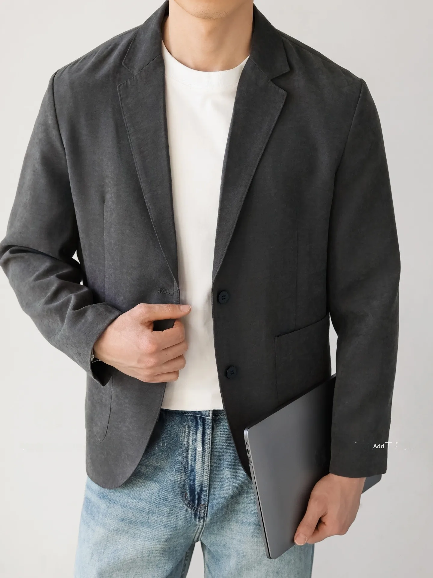 Casual Classic Plain Collar Italian Style Gentleman's Suit Top Thin Commuting Jacket Men's Spring Polyester Fiber Blend Shirt