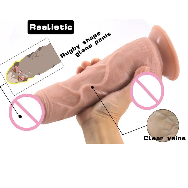 Consolador enorme de piel realista para mujer, Consolador de pene grande y largo con ventosa, masturbador erótico de punto G, Juguetes sexuales para