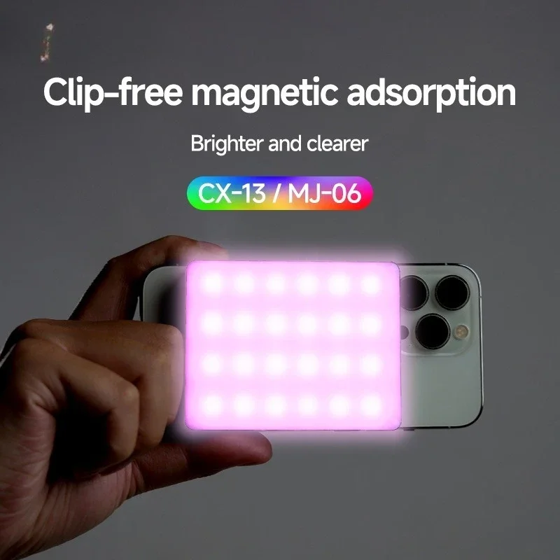 Magnetic filling light portable full color rgb photography led desktop flat camera live mini pocket light