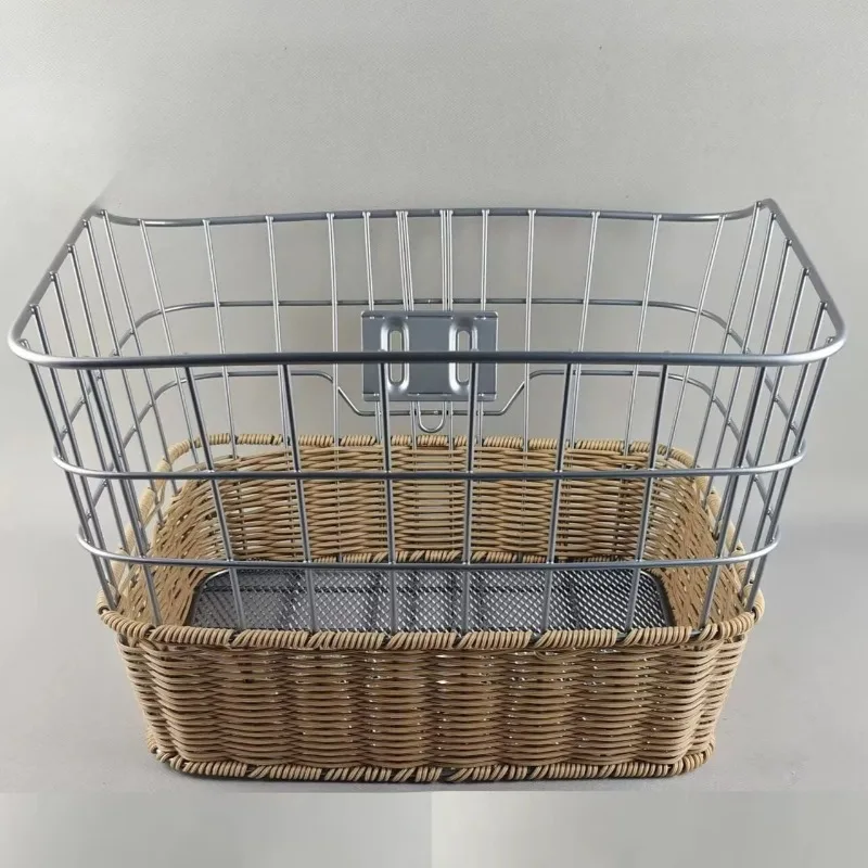 Large Capacity Bicycle Luggage Carrier Oversize PE Woven Retro Basket Vintage Bike Container Rust Proof Bicycle Accessories