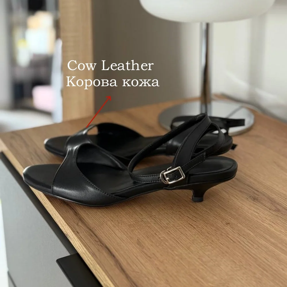 Women's Genuine Leather Kitten Heels Sandals for Summer Events